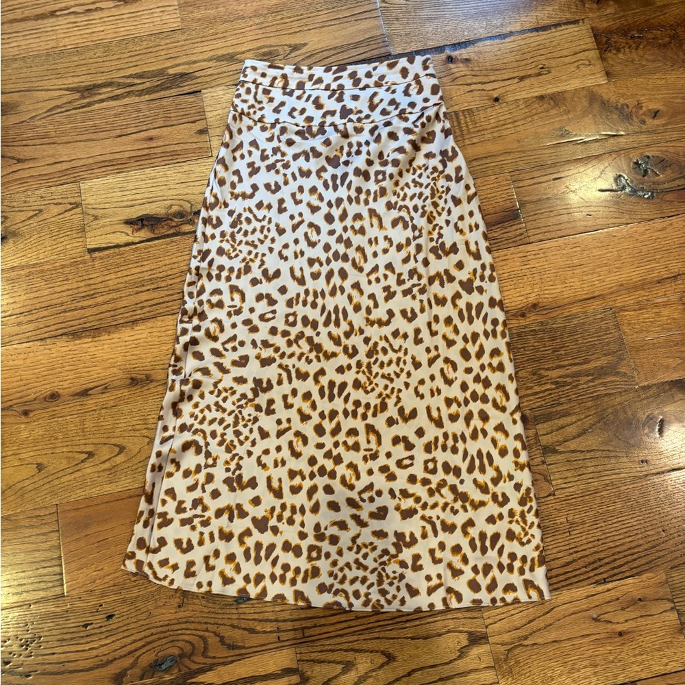 FREE PEOPLE Animal Print A-Line Midi Skirt